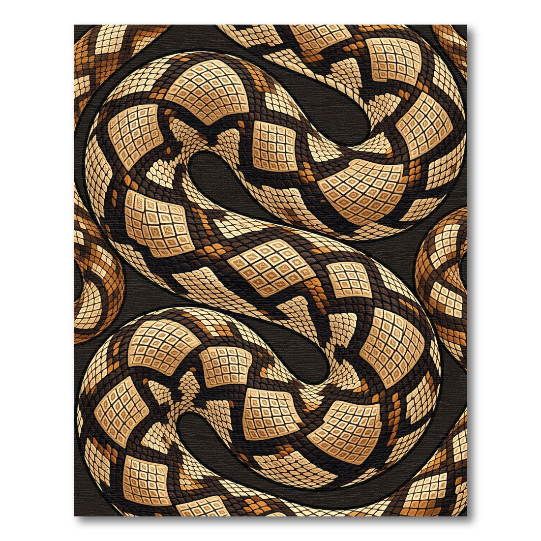 Coiled Serpent Brown Abstract Reptile Scale Rug