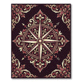 Crimson Gold Ornate Compass Rose Medallion Rug