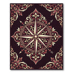 Crimson Gold Ornate Compass Rose Medallion Rug