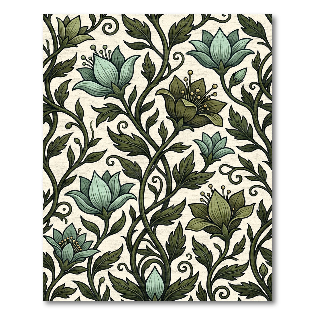 Botanical Sage Green Floral Vine Rug