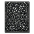 Ornate Silver Floral Scrollwork Rug