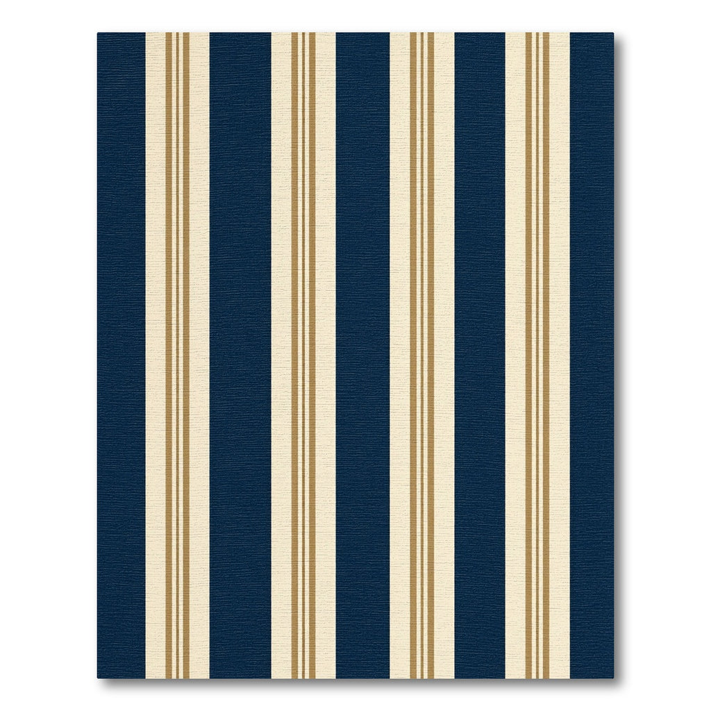 Navy Blue and Gold Classic Striped Rug