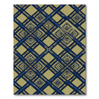 Geometric Navy Blue Gold Interlocking Tile Rug