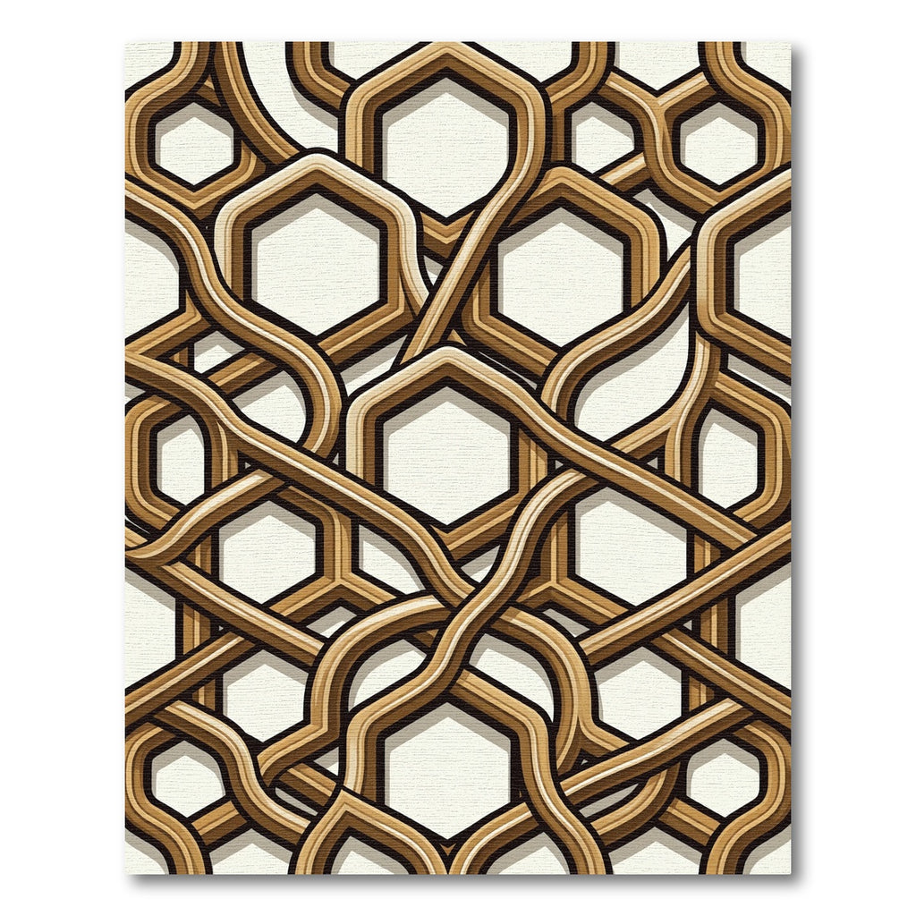 Geometric Intertwined Hexagon Cream Rug