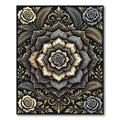 Elegant Gold and Charcoal Floral Medallion Rug