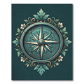 Vintage Teal Compass Floral Medallion Rug