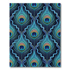 Opulent Teal Peacock Feather Damask Rug