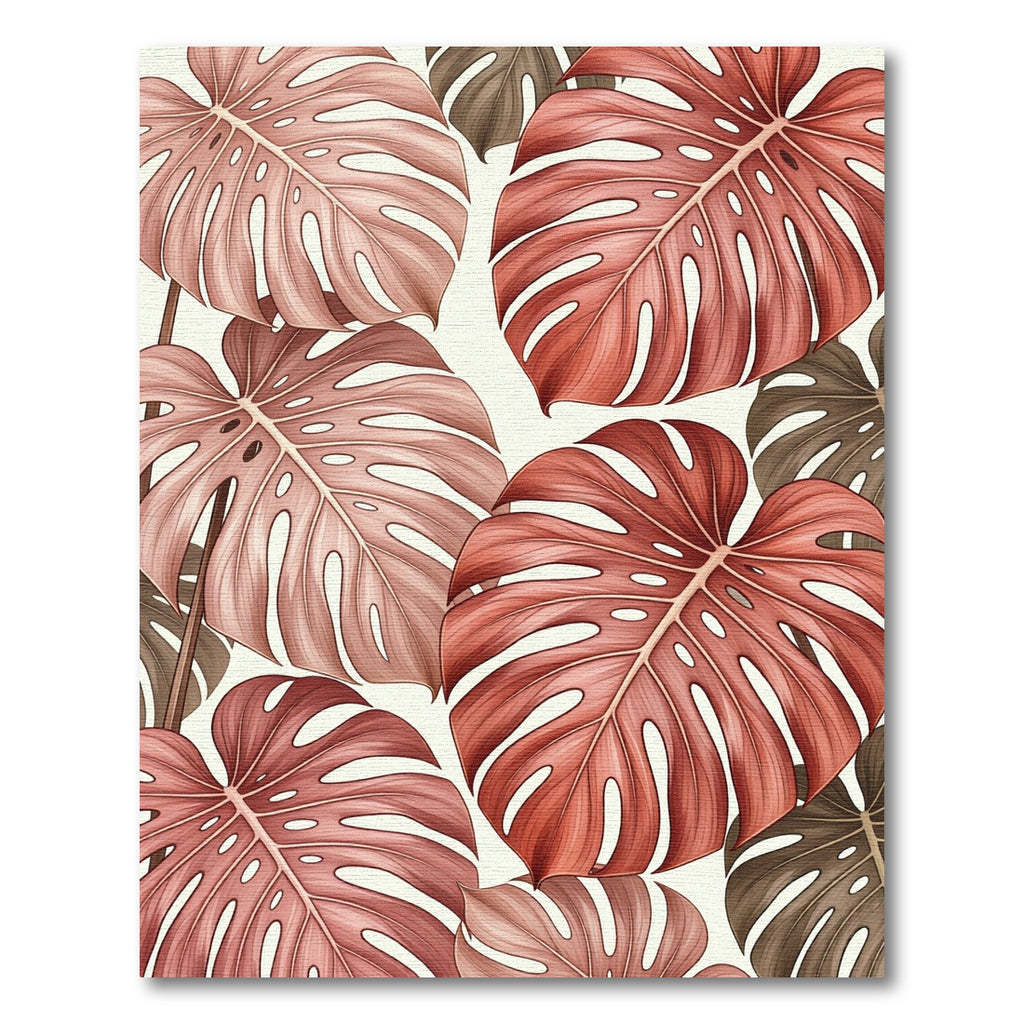 Tropical Terracotta Monstera Leaf Array Rug