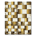 Golden Art Deco Geometric Checkerboard Rug