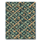 Teal Blue Lattice Ivy Vine Tapestry Rug