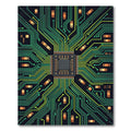 Circuit Board Green Tech Lines Rug