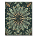 Emerald Gold Peacock Feather Fan Rug