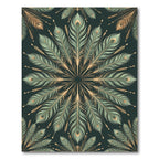 Emerald Gold Peacock Feather Fan Rug