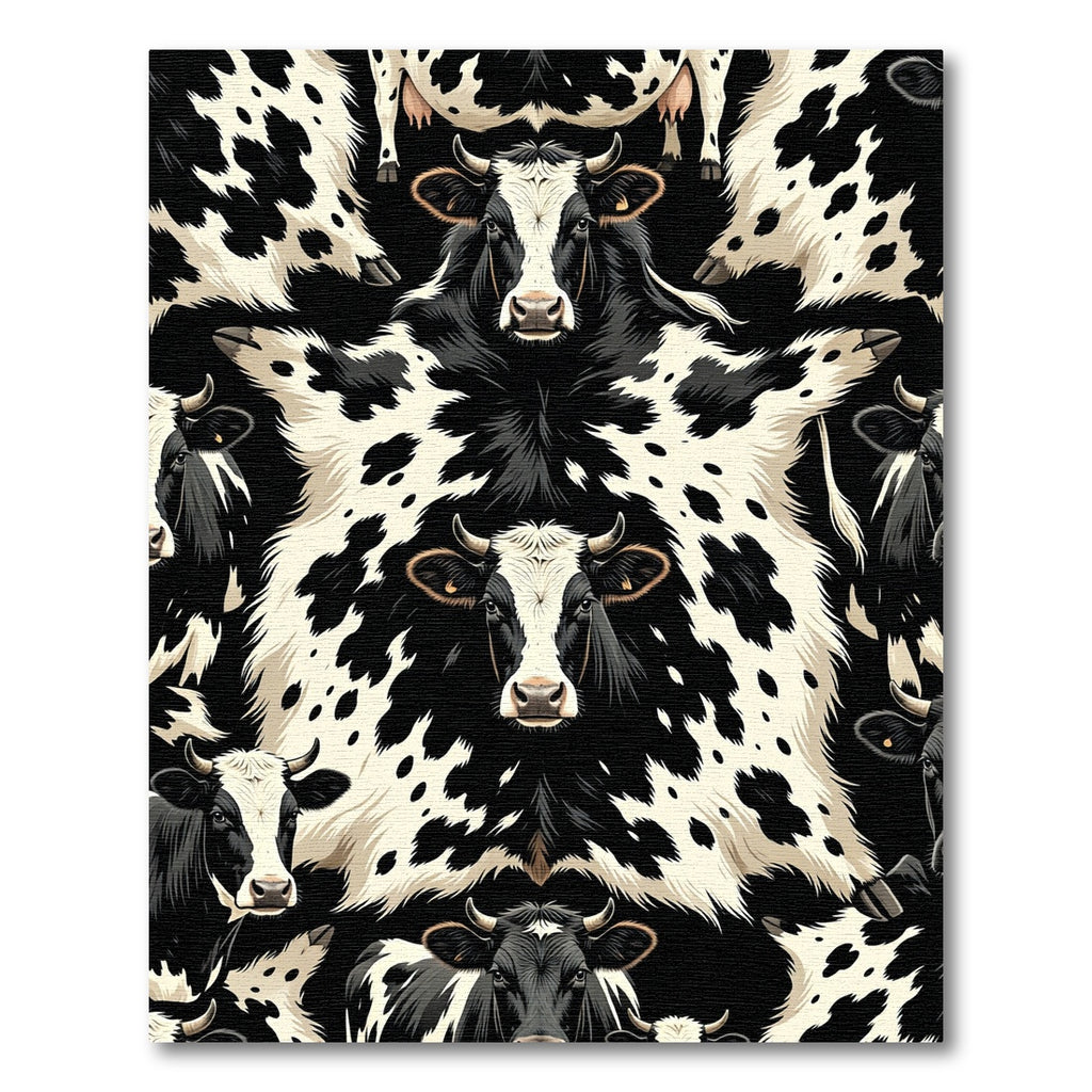 Black and White Dairy Cow Collage Rug