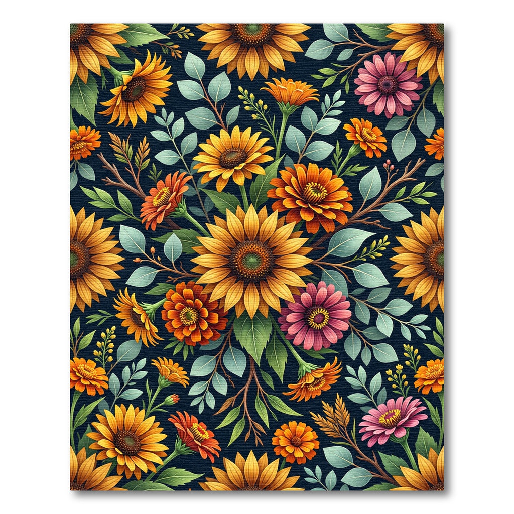 Radiant Golden Sunflower and Marigold Bouquet Rug