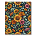 Radiant Golden Sunflower and Marigold Bouquet Rug