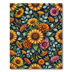 Radiant Golden Sunflower and Marigold Bouquet Rug