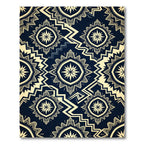 Midnight Navy Geometric Starburst Cream Area Rug