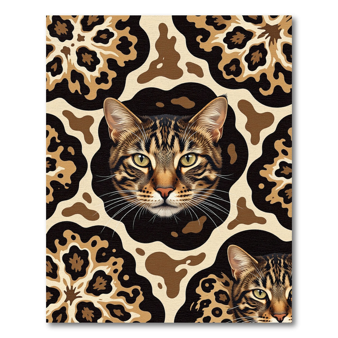 Brown Feline Leopard Spot Abstract Art Rug