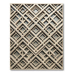 Contemporary Beige Geometric Lattice Square Rug