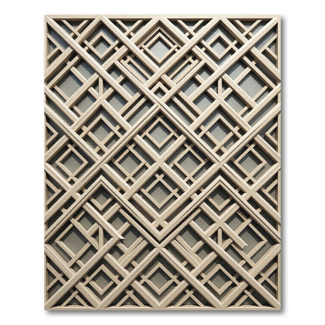 Contemporary Beige Geometric Lattice Square Rug