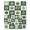Sage Green Botanical Leaf Grid Rug