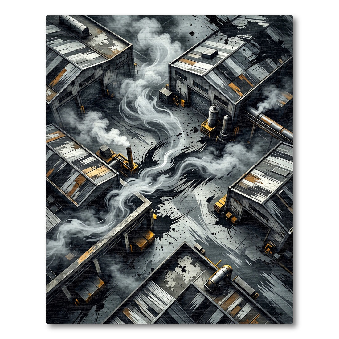 Industrial Smoke Black Splatter Rug