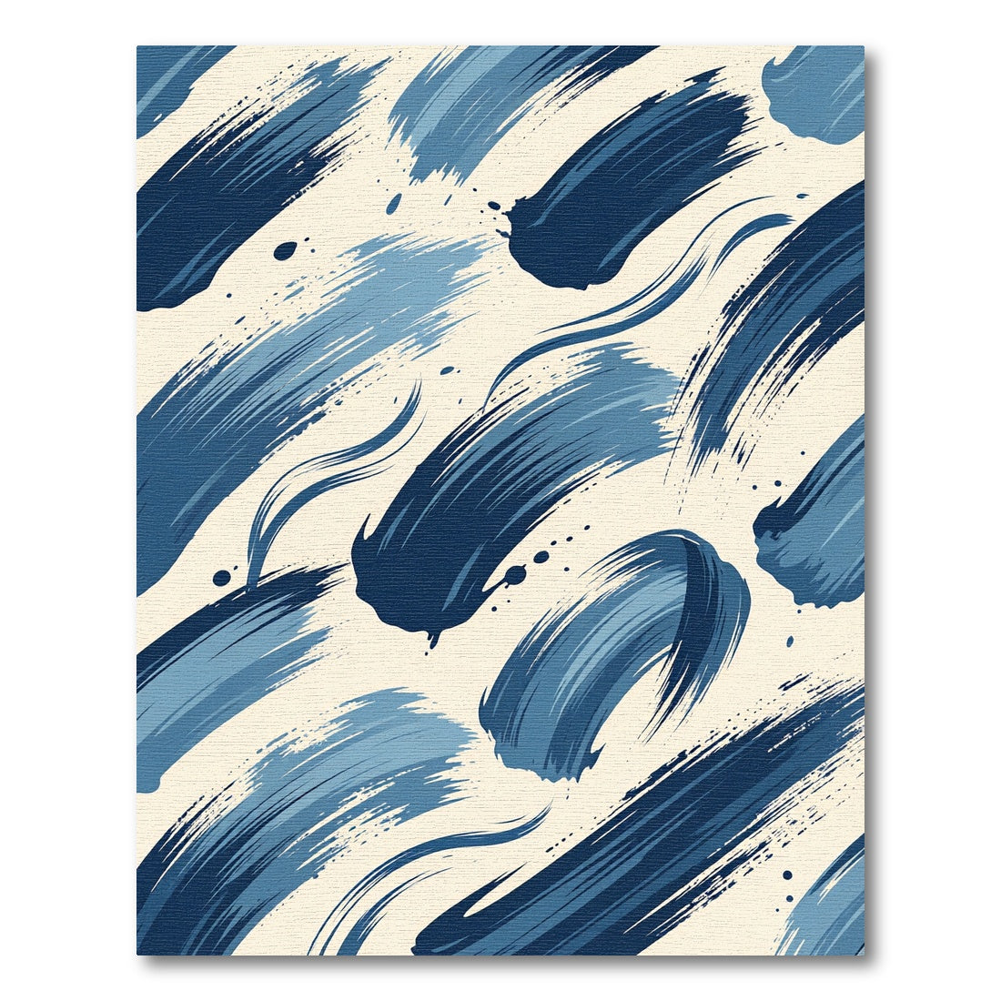 Modern Indigo Blue Abstract Brushstroke Rug