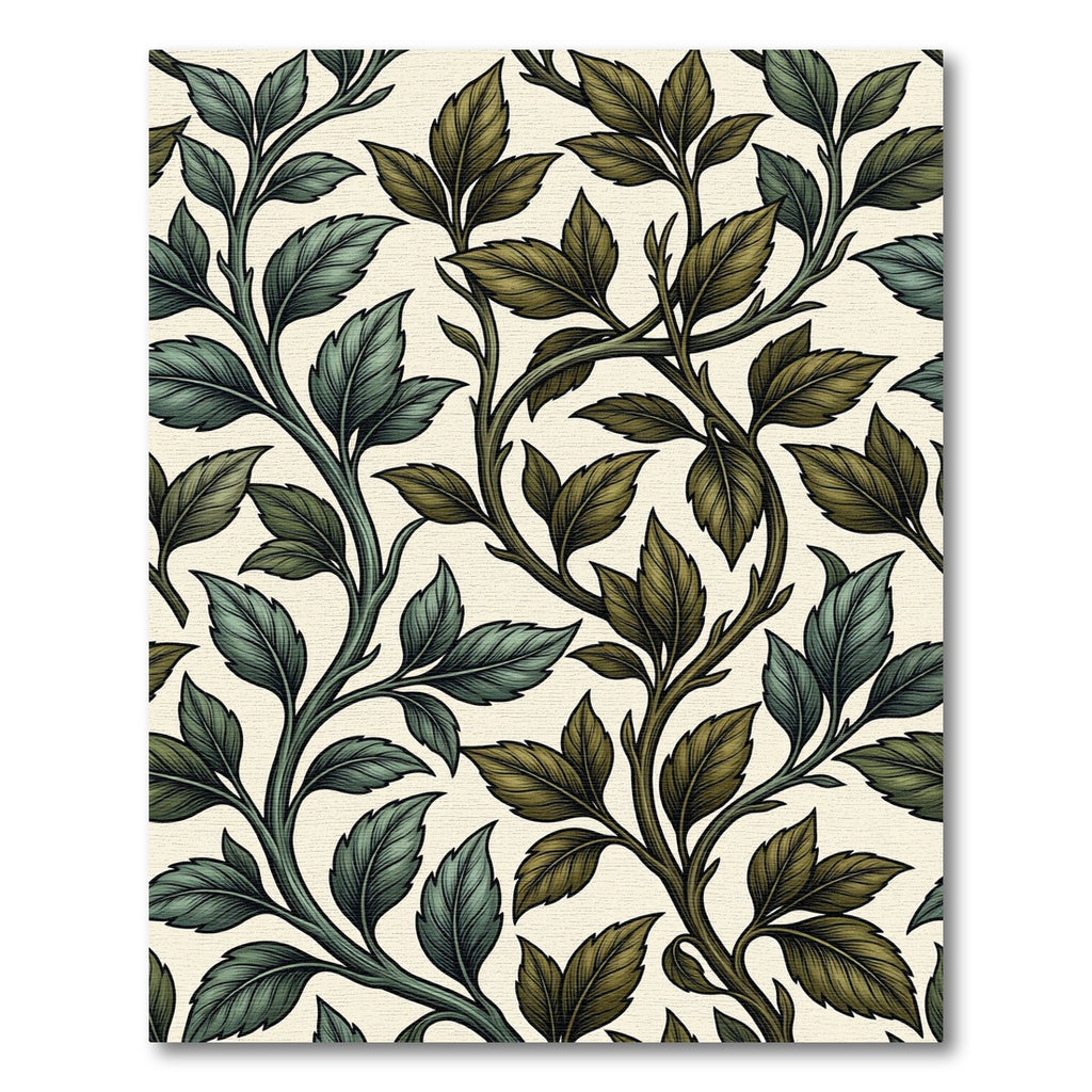 Classical Botanical Twining Leaf Vine Rug