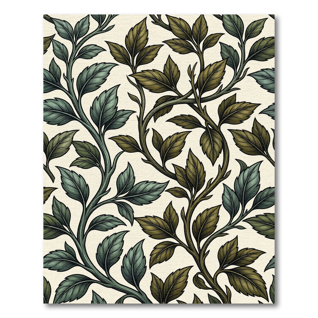 Classical Botanical Twining Leaf Vine Rug