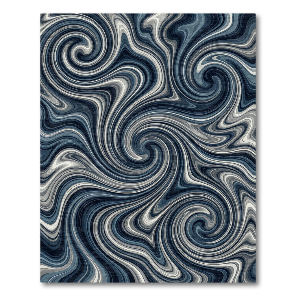 Deep Blue Swirling Marbled Waves Rug