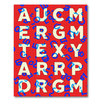 Red Bold Graphic Alphabet Arrangement Rug