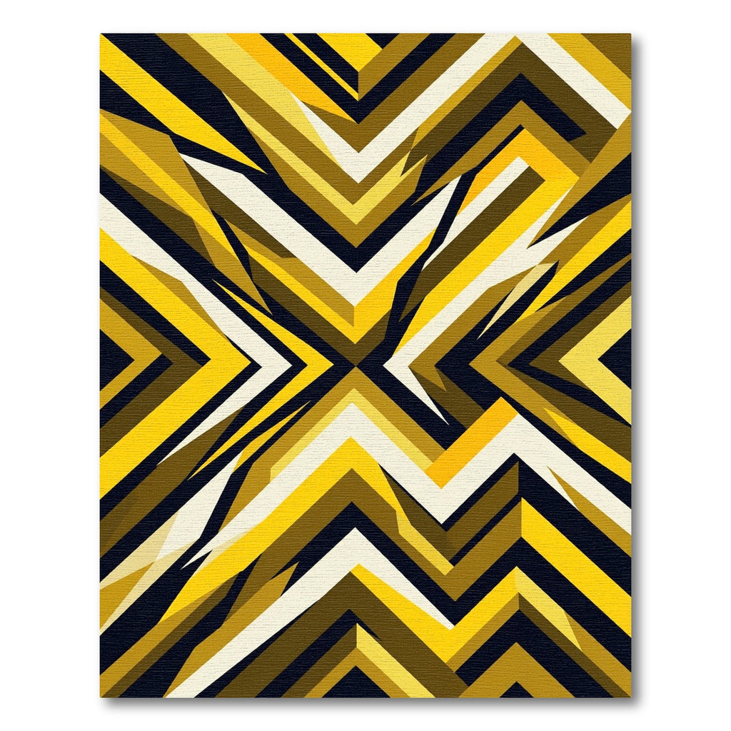 Bold Golden Geometric Angular Abstract Rug