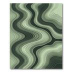 Modern Sage Green Layered Wave Rug