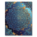 Blue Gold Radiant Mandala Medallion Rug