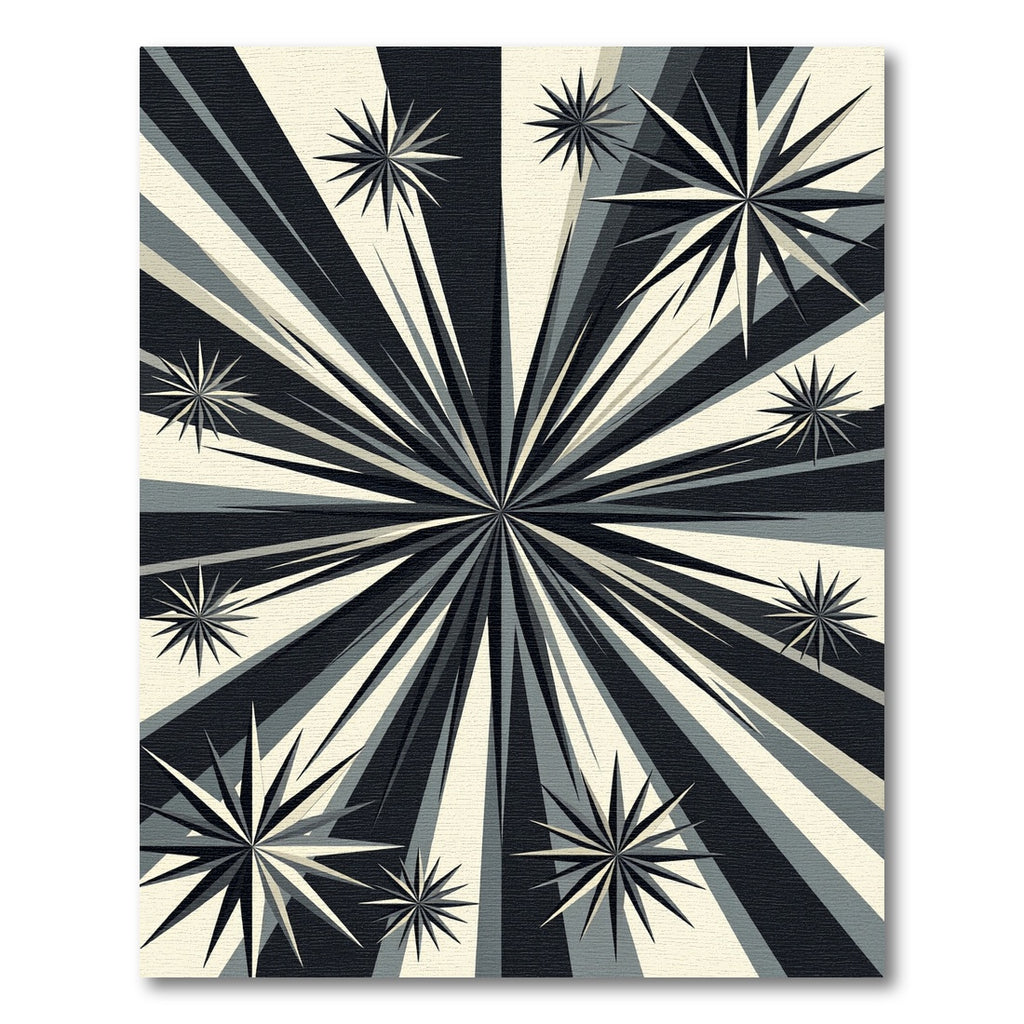 Monochrome Starburst Geometric Radiating Rug