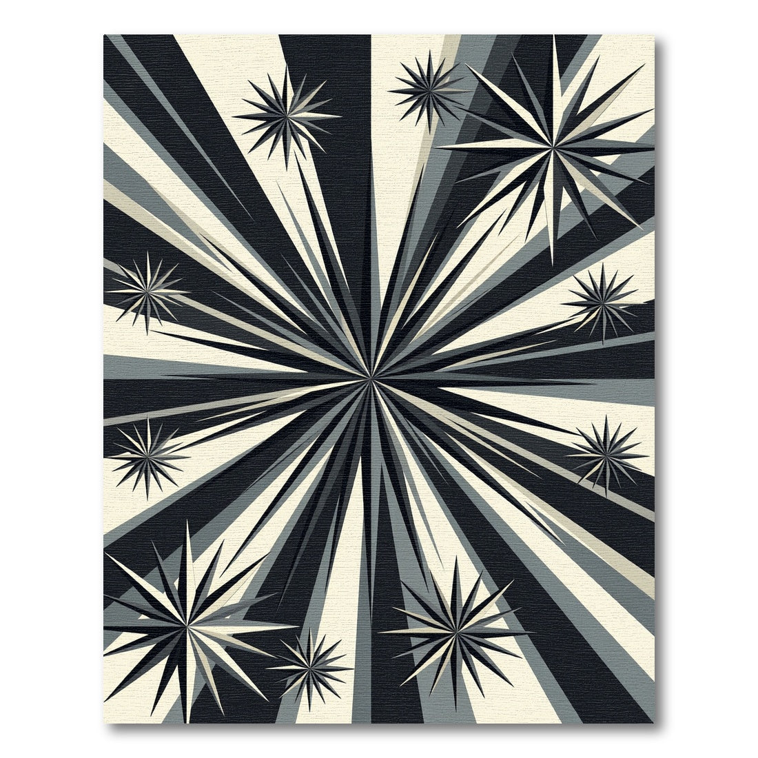 Monochrome Starburst Geometric Radiating Rug