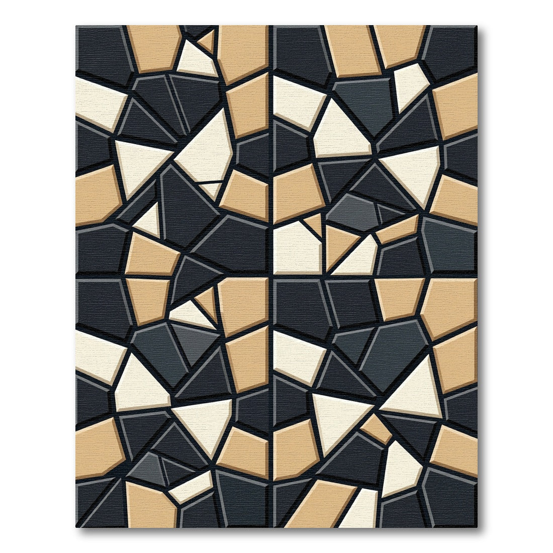 Modern Beige Gray Geometric Mosaic Rug