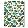 Teal Green Floral Botanical Composition Rug