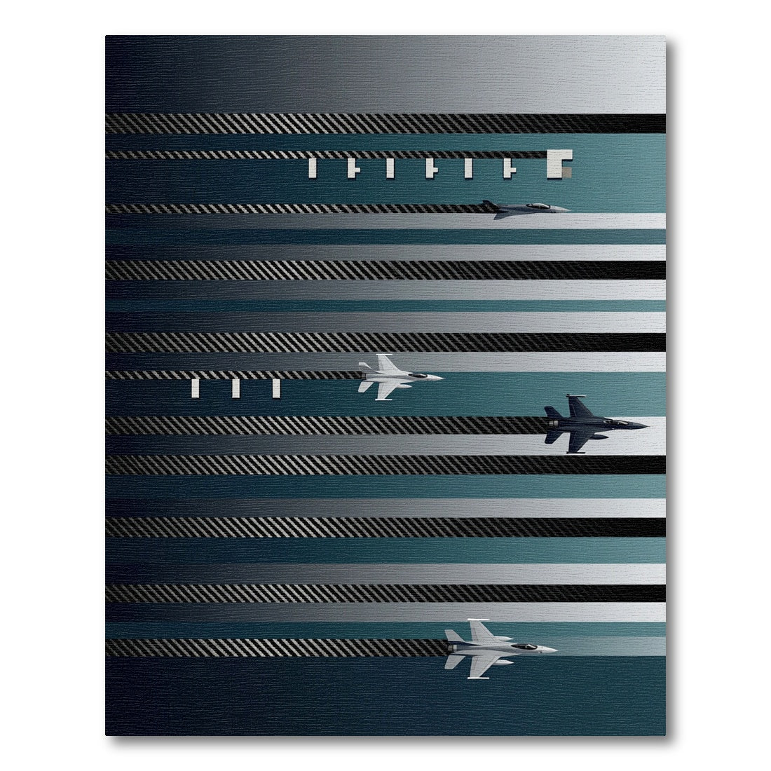 Modern Jet Stream Striped Monochrome Art Rug