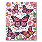 Pink Butterfly and Floral Confetti Meadow Rug