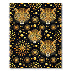 Golden Leopard Heads Fireworks Pattern Rug