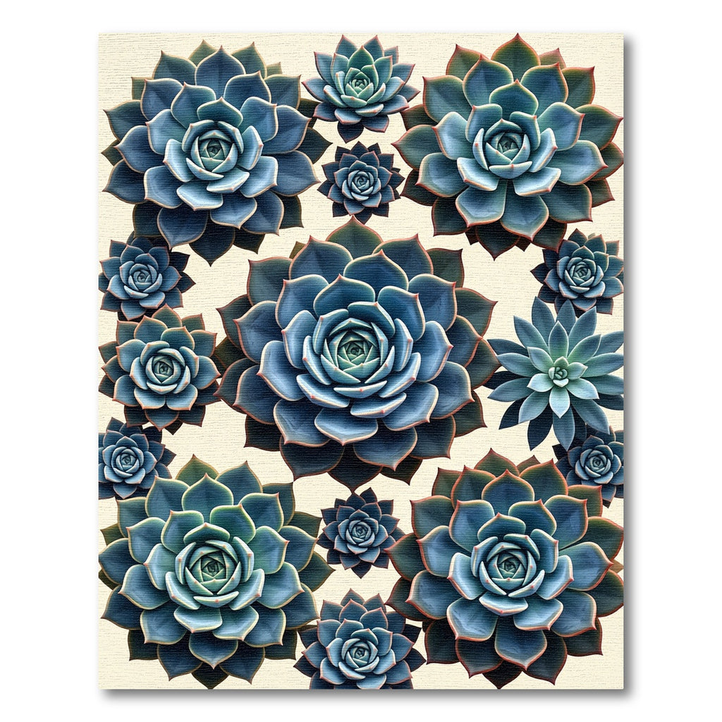 Blue Succulent Botanical Arrangement Rug