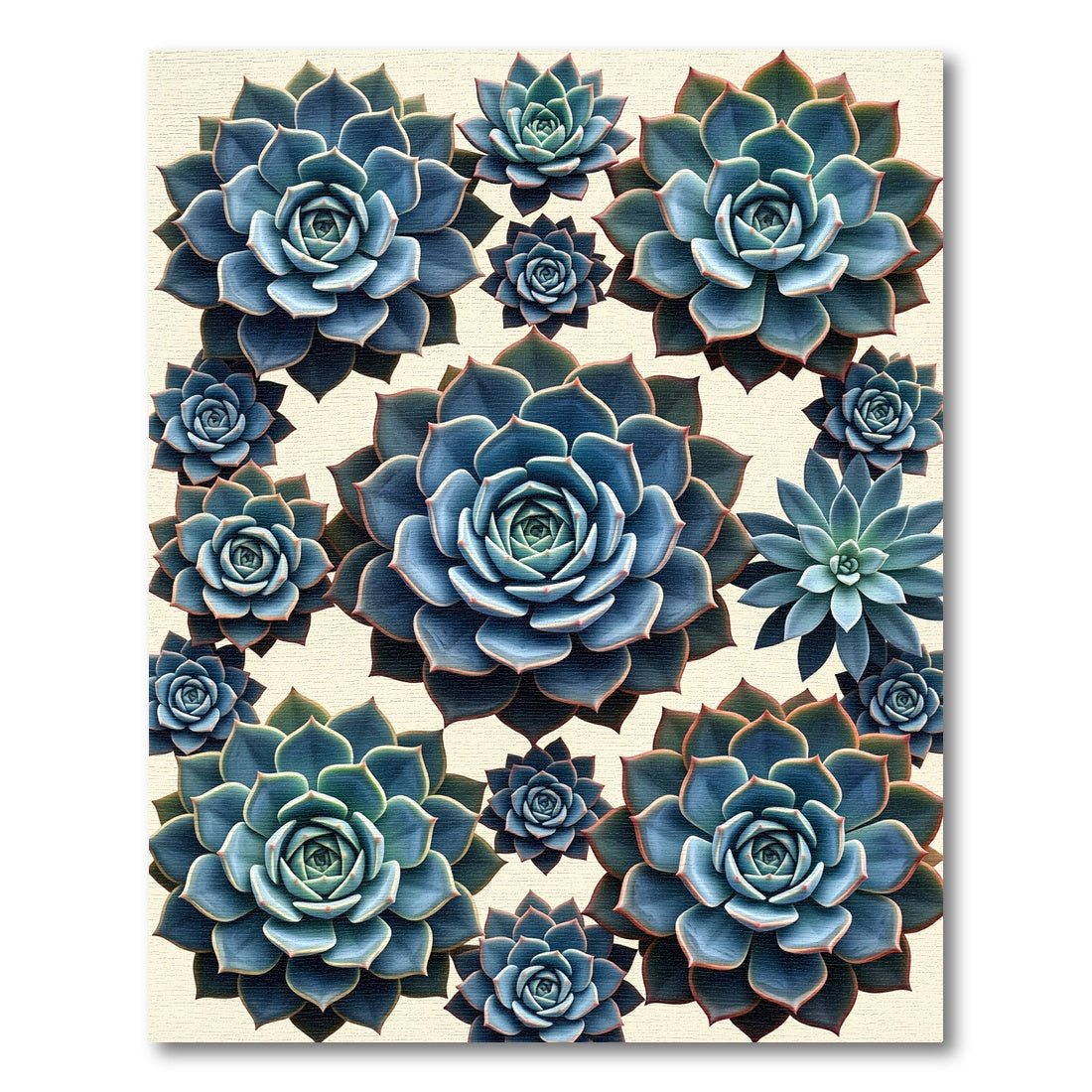 Blue Succulent Botanical Arrangement Rug