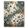 Vintage Sage Wildflower Earthy Ink Illustration Rug