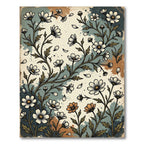 Vintage Sage Wildflower Earthy Ink Illustration Rug