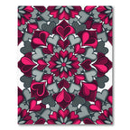 Vibrant Pink and Gray Heart Mandala Rug