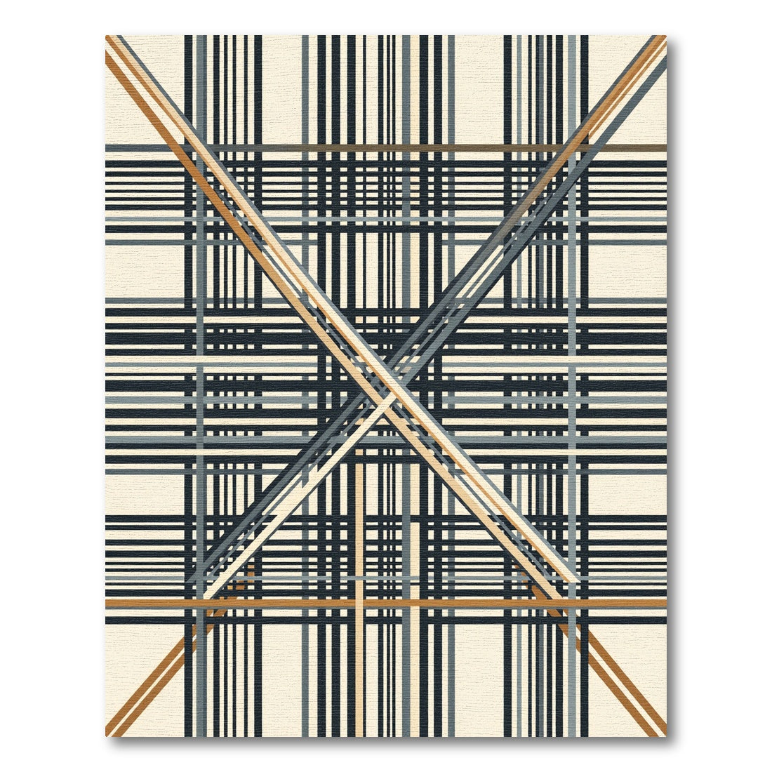 Contemporary Neutral Plaid Grid Lines Rug
