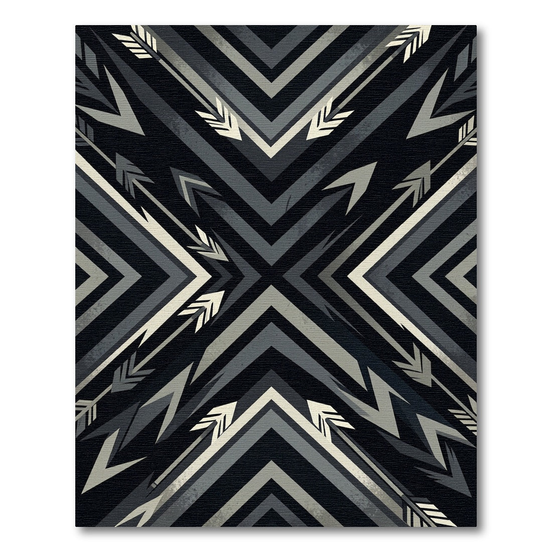 Black and Gray Arrow Chevron Rug