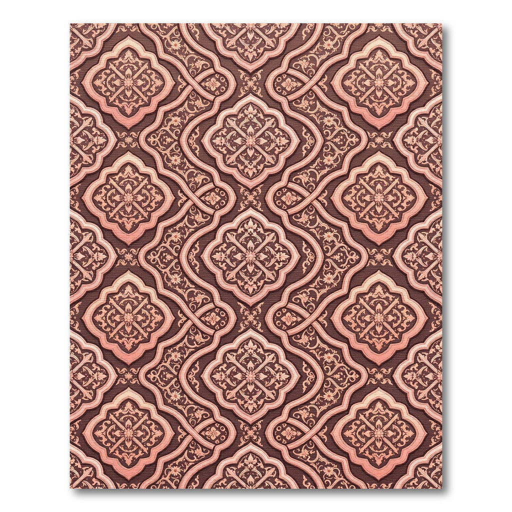 Rose Gold Quatrefoil Arabesque Pattern Rug